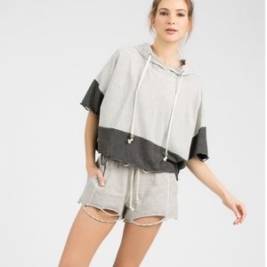 Distressed Crop Hoodie